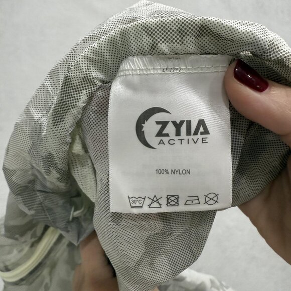 ZYIA Active Jacket Womens Large Sage Camo Light Bomber Hooded Zip Nylon Mesh - Picture 8 of 10